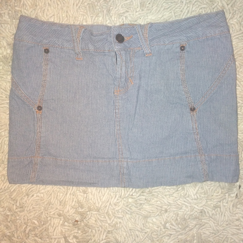 Pinstriped jean mini skirt
